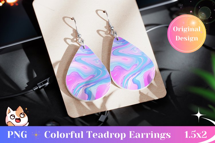 Pastel Teardrop Earring Design, Fluid Art Teardrop Earrings