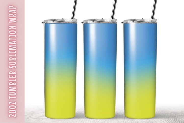 Blue Yellow Ombre 20oz Skinny Coffee Tumbler Wrap example image 1