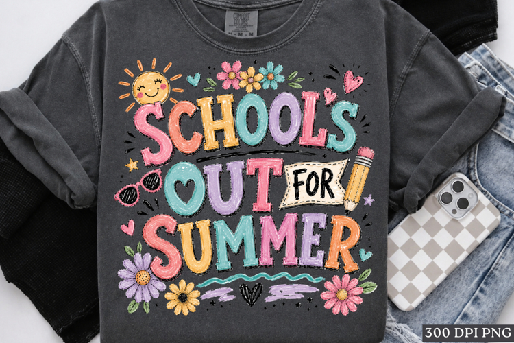 Schools Out For Summer PNG | Cute Retro Teacher Design