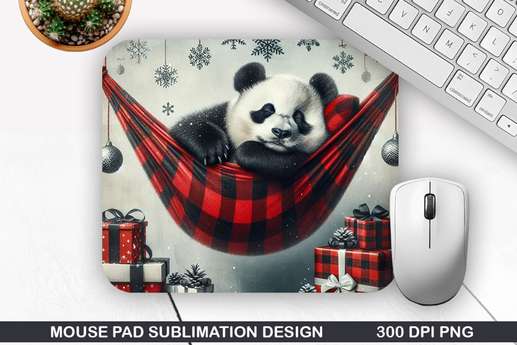 Panda Mouse Pad Sublimation, Christmas Mouse Pad PNG