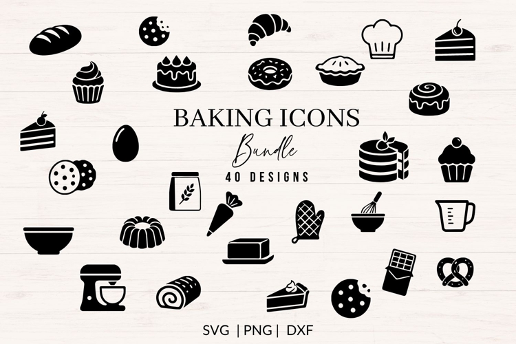 Baking Icons SVG Bundle 40 Bakery Clipart Files