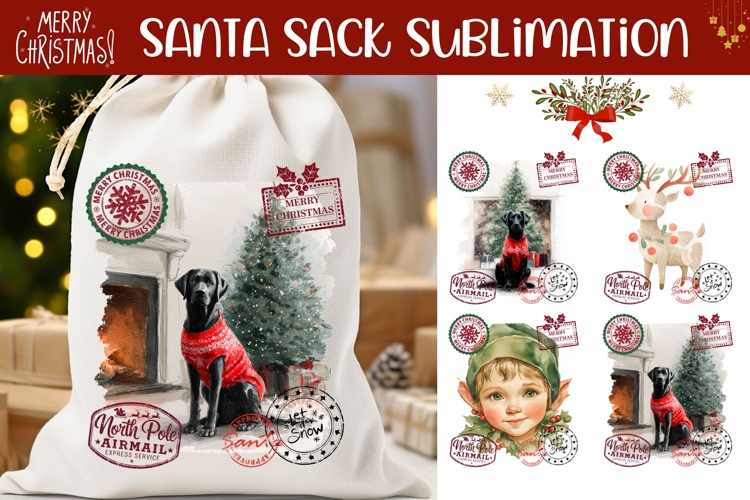 Christmas Dog Santa Sack, Christmas Tree Santa Sack