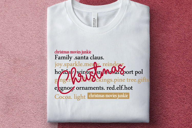 Christmas Movies Junkie Words SVG, Merry Christmas SVG