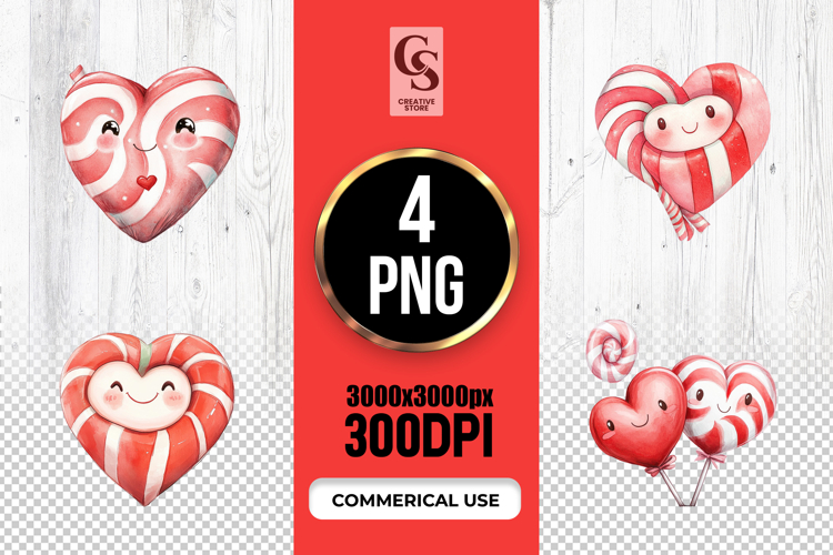 Cute Candy Heart Balloon Clipart Sublimation PNG