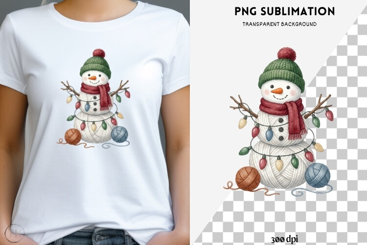 Yarn snowman png design for T-shirts example image 1