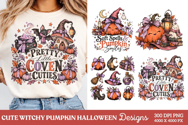 Pretty Little Coven Cuties PNG, Cute Witchy Pumpkin Hallowee