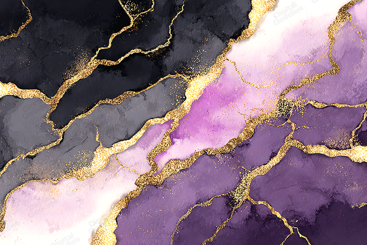 Purple Black Marble Texture with Gold Veins Luxury Backgroun