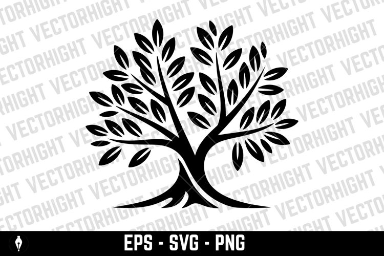 Olive tree silhouette icon. Design element for logo, label,