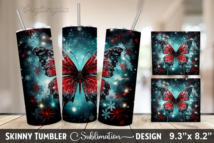 Christmas Butterfly Tumbler Design
