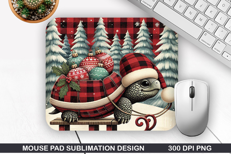 Turtle Mouse Pad Sublimation, Christmas Mouse Pad PNG