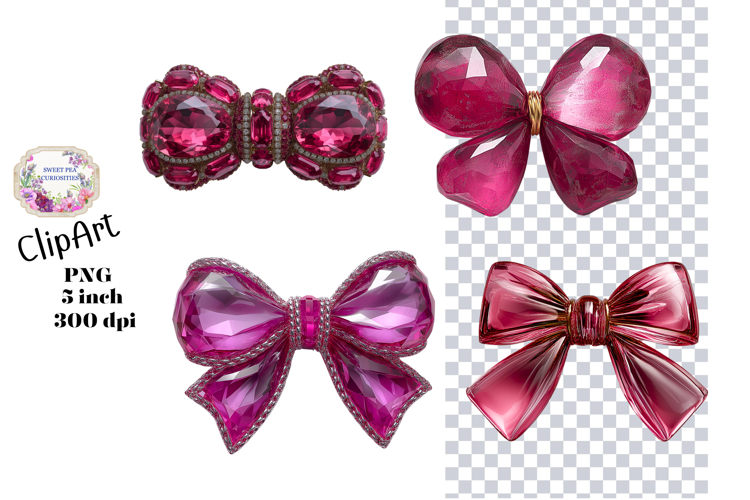 Bows, Pink, Glass, Ephemera, PNG, Junk Journal, clipart