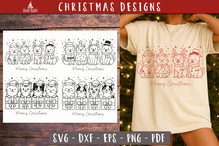 Christmas cats SVG PNG Funny Christmas design