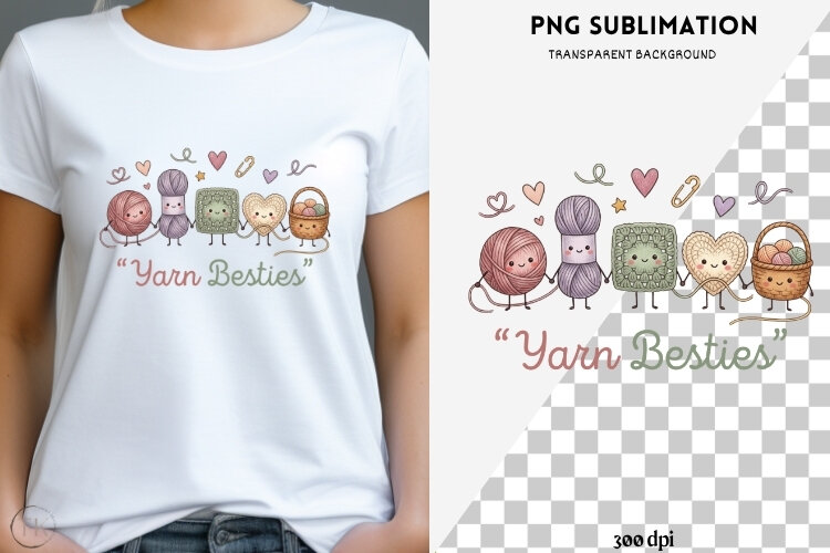Crochet besties png design for T-shirts example image 1