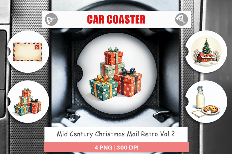 Mid-Century Christmas Mail Car Coaster