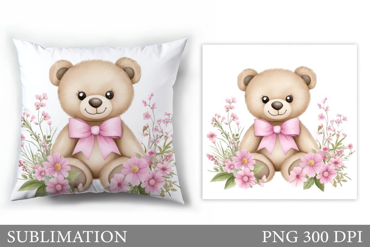 Cute Bear Pillow Sublimation. Cute Bear Sublimation example image 1