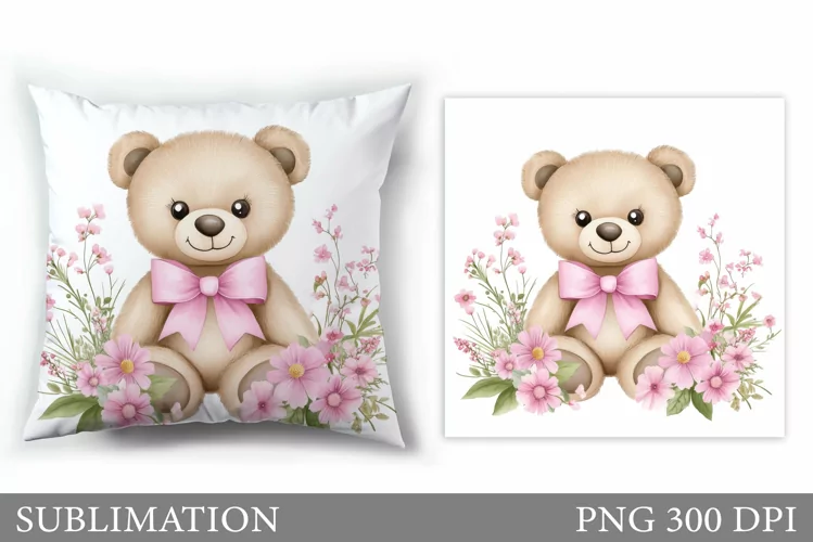 Cute Bear Pillow Sublimation. Cute Bear Sublimation