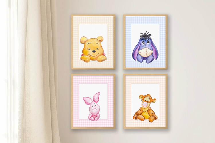 Winnie the Pooh Wall Art Set of 4 Prints