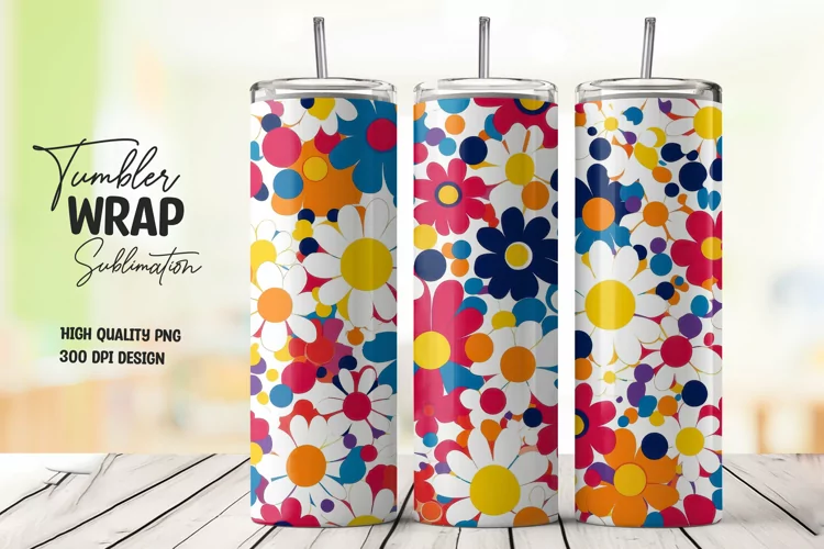 Floral Pattern Tumbler Wrap Sublimation Design
