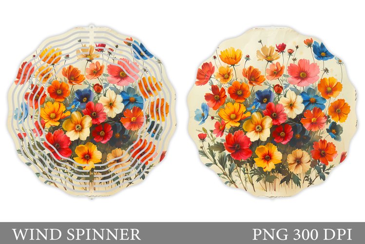 Flowers Wind Spinner Sublimation. Floral Wind Spinner Design example image 1