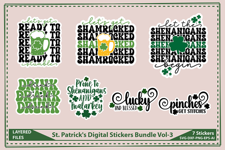 St. Patricks Digital Stickers Bundle