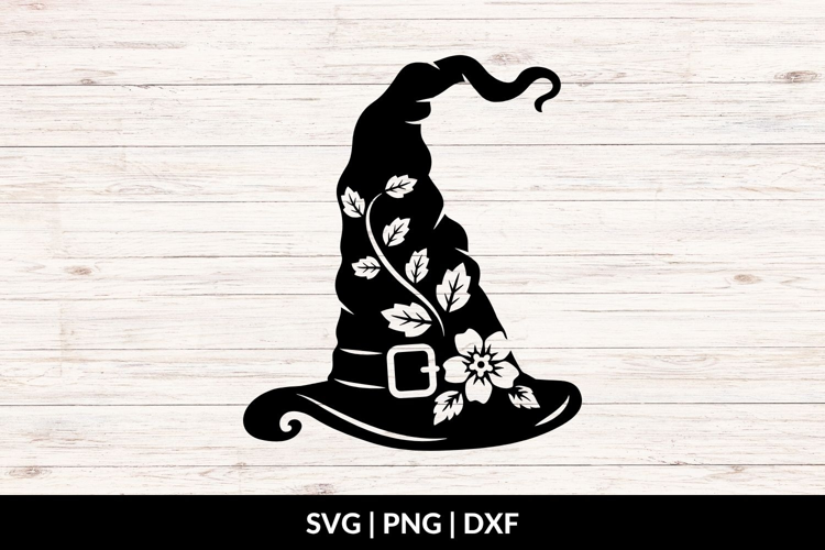 Witch Hat with Floral Design SVG, PNG, DXF