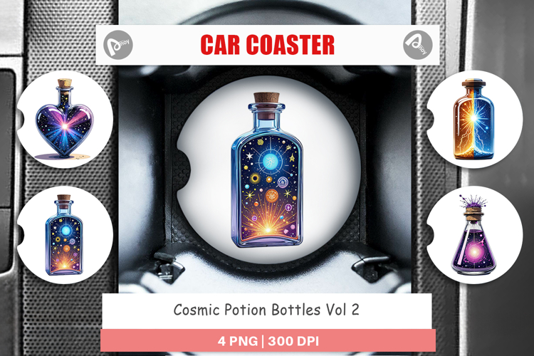 Car Coaster Cosmic Potion Bottles