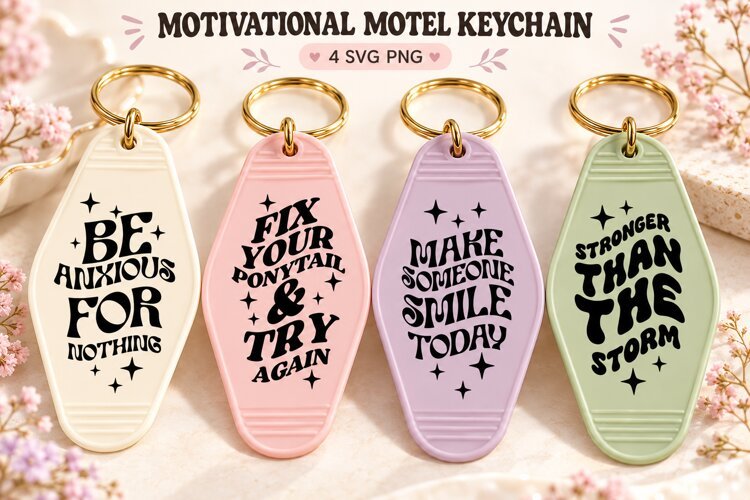 Motivational Motel Keychain SVG PNG, Positive Quotes example image 1