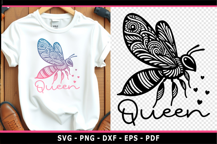 Bee zentangle mandala SVG, Bee queen svg T shirt designs