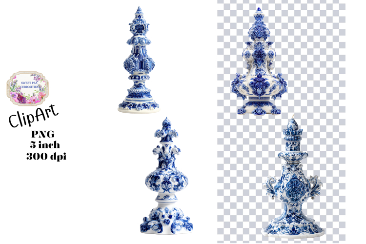 Blue Toile, Ephemera, PNG, Clipart, Junk Journal, flowers