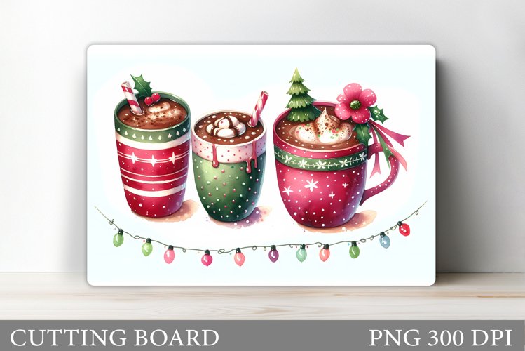 Christmas Drink Cutting Board. Christmas Coffee Sublimation example image 1