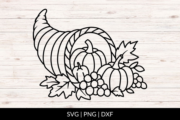 Hand Drawn Fall Cornucopia Harvest SVG