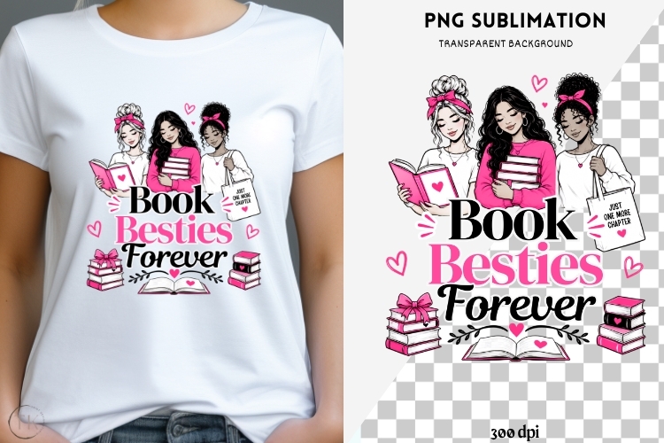 Book besties png design for T-shirts example image 1