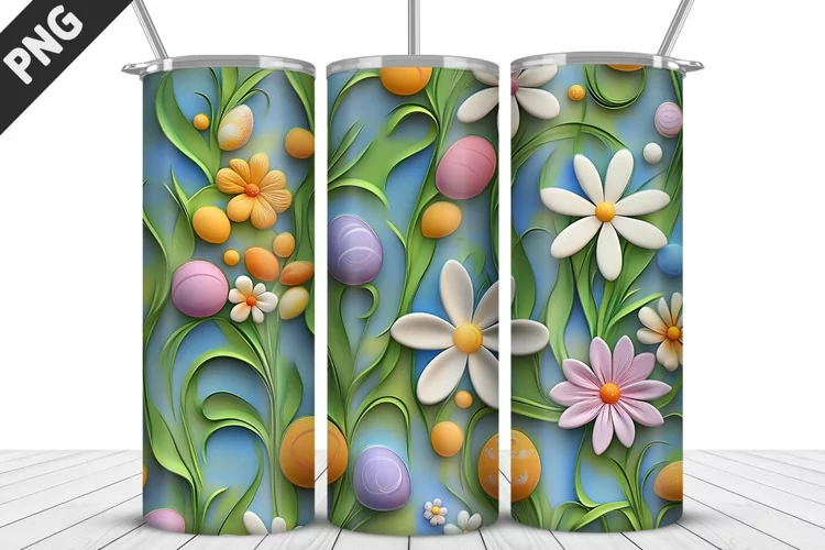 Easter Flower Tumbler Wrap| Bunny Tumbler Wrap Design