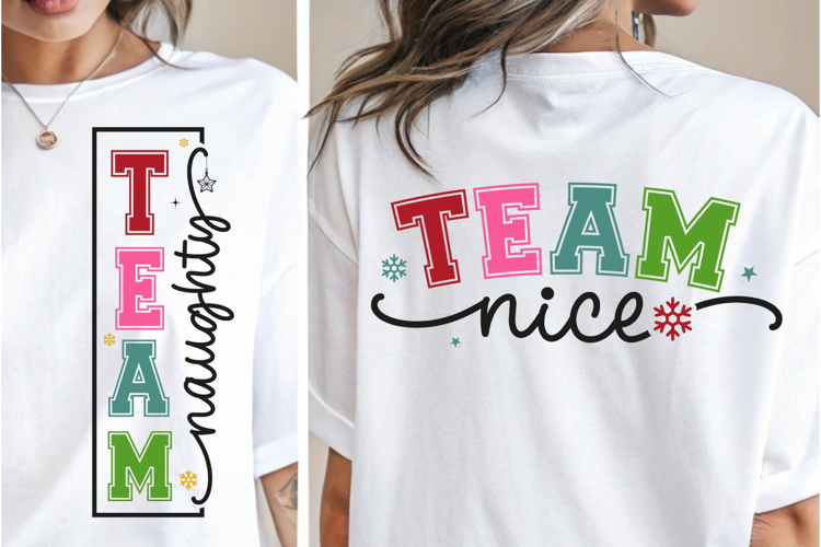 Team Naughty SVG, Team Nice PNG, Family Christmas Shirt PNG
