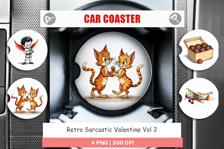 Retro Sarcastic Valentine Car Coaster