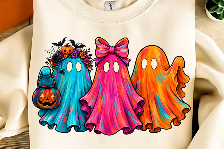 Preppy Halloween Ghost Neon PNG, Cute Boo Ghost Coquette PNG