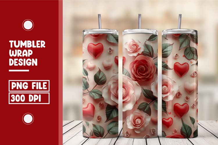 Heart Flower Tumbler Wrap Design