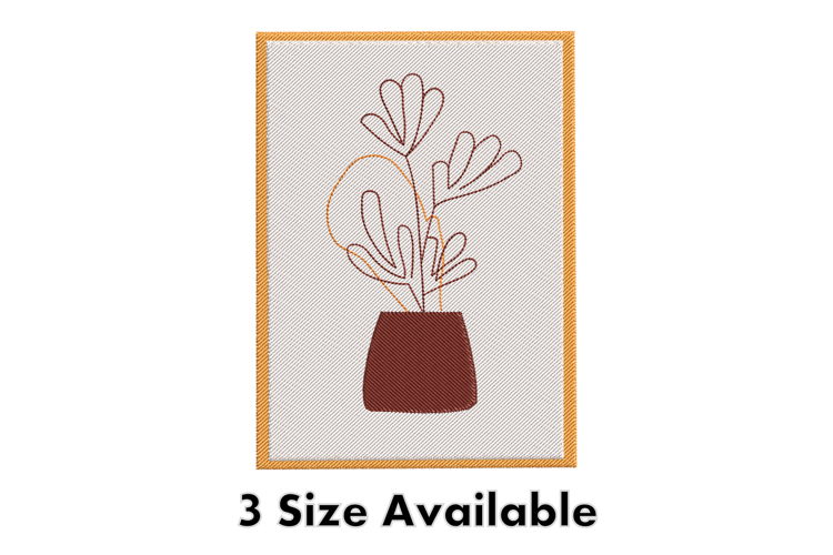 Minimalist Line Art Plant Pot Embroidery Design