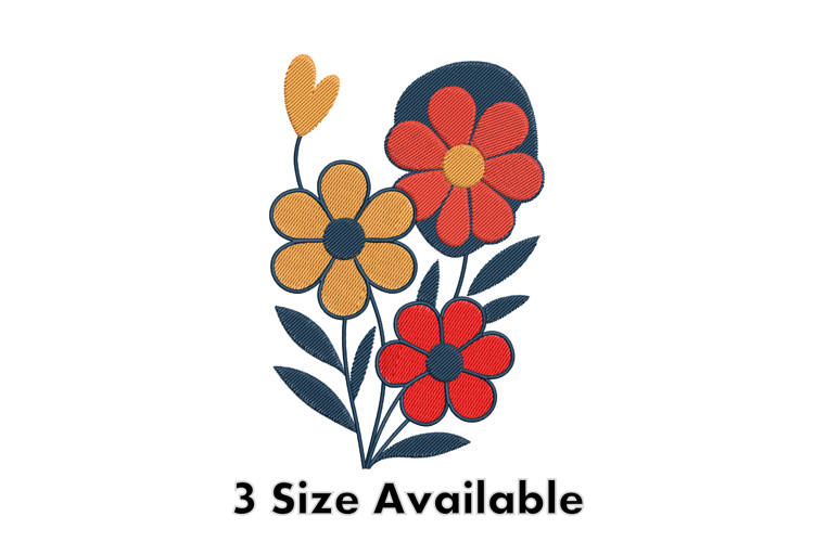 Playful Bright Floral Embroidery Design