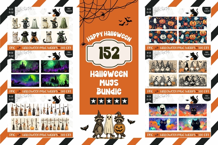 Mega Halloween Mug Bundle, Halloween Bundle, Mug Designs