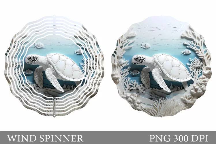 Turtle Wind Spinner Design. 3D Turtle Wind Spinner