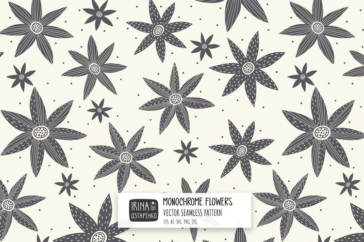 Monochrome Floral Seamless Pattern