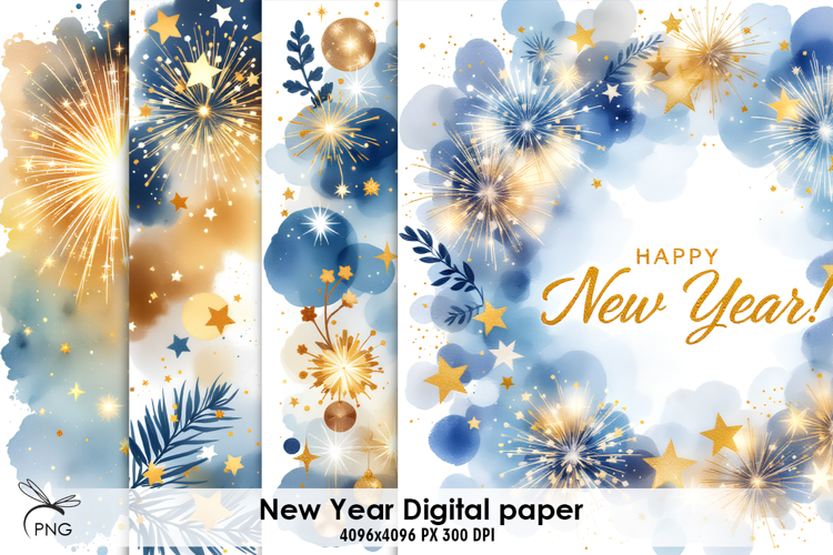 New Year digital paper, background clipart