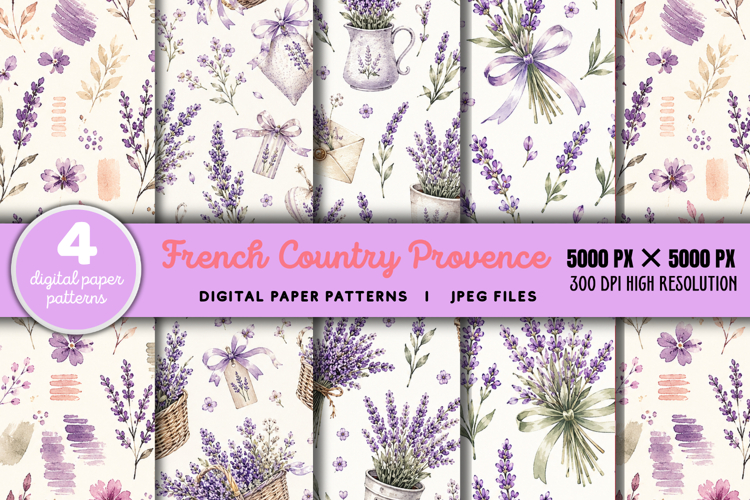 French Country Provence Digital Paper JPG