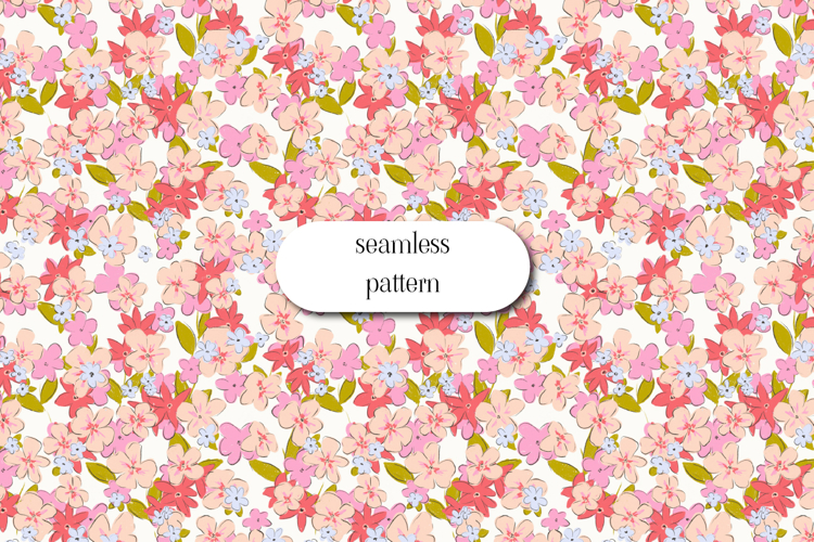 Seamless Pink Floral Pattern, Spring Flowers Digital Paper