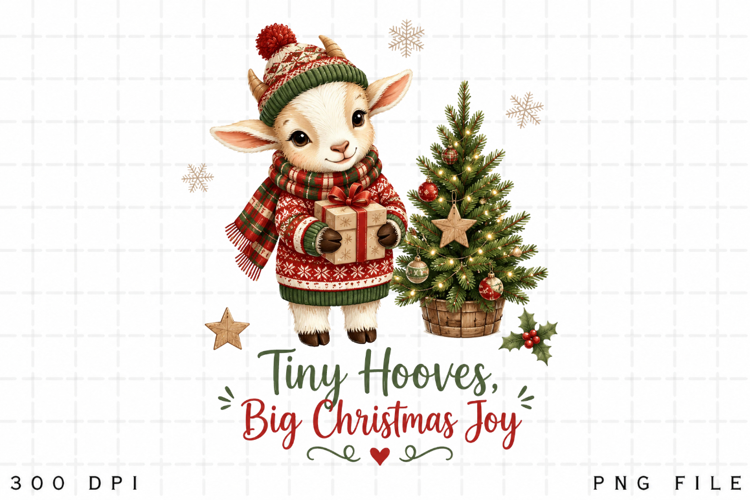 Cute Christmas Baby Goat PNG, Tiny Hooves Big Christmas Joy
