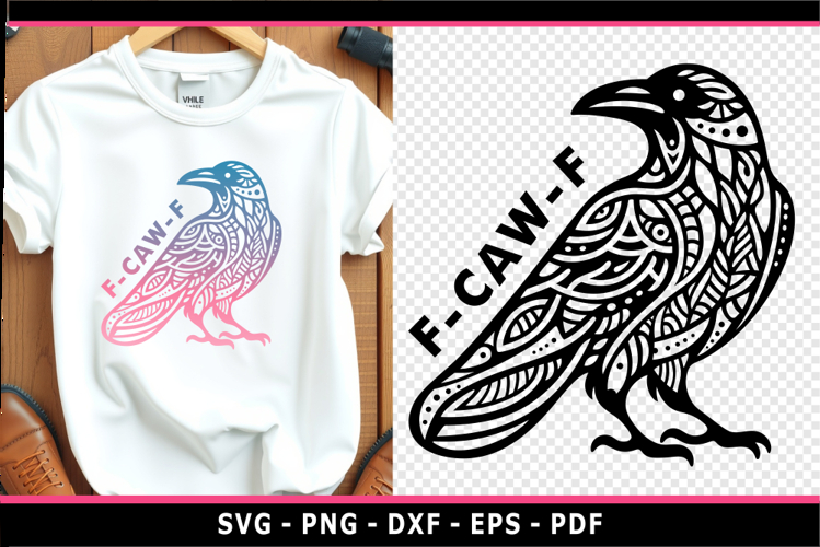 Zentangle Funny Raven SVG, Crow SVG, Halloween SVG