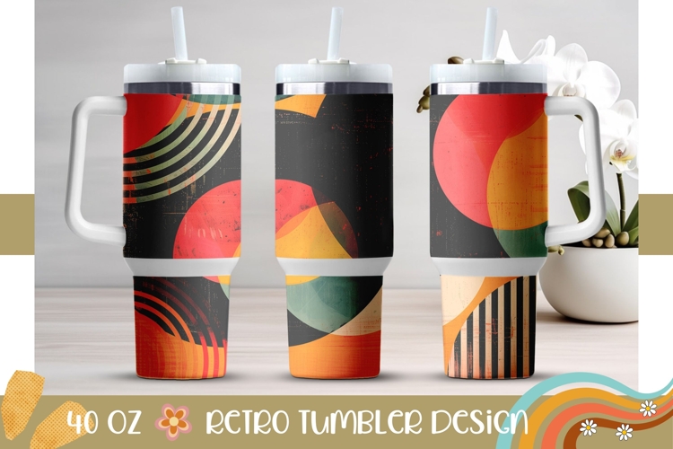 Retro Tumbler Print, Retro 40 Oz Tumbler Wrap Design
