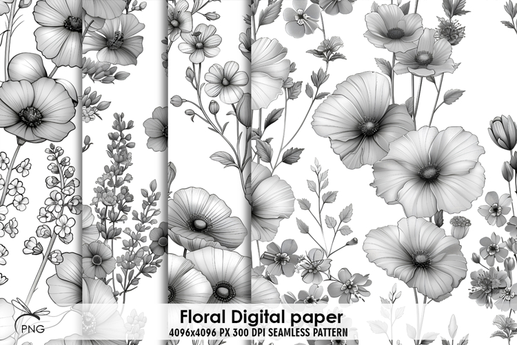 Floral digital paper, background clipart