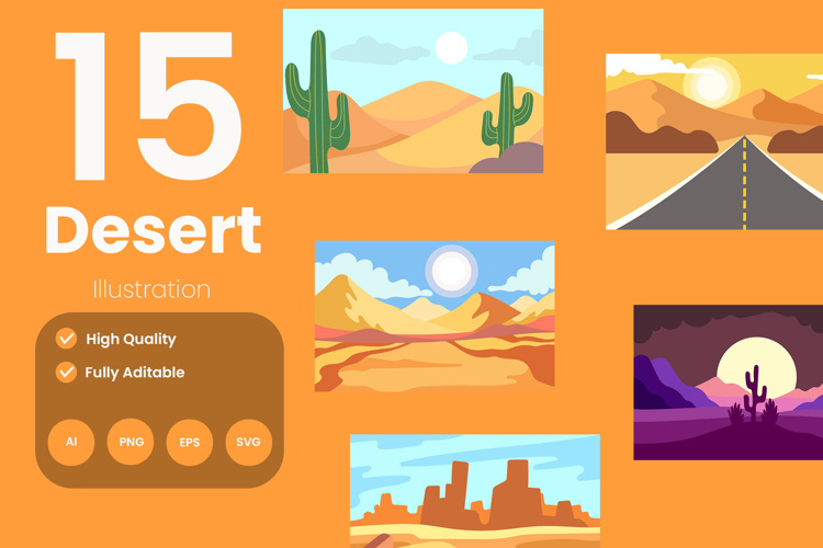 Desert Landscape Illustration Pack